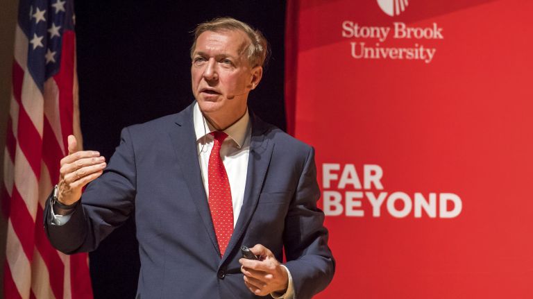 Stony Brook University President Samuel L. Stanley Jr. delivered his annual state of the university address, Oct.3, 2018, at the Staller Center at Stony Brook University