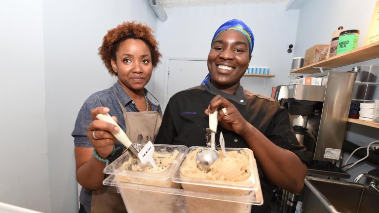 Bive employee Keira Gardner and confection maker&nbsp;Yasmeen Coplin&nbsp;show off their flavors.