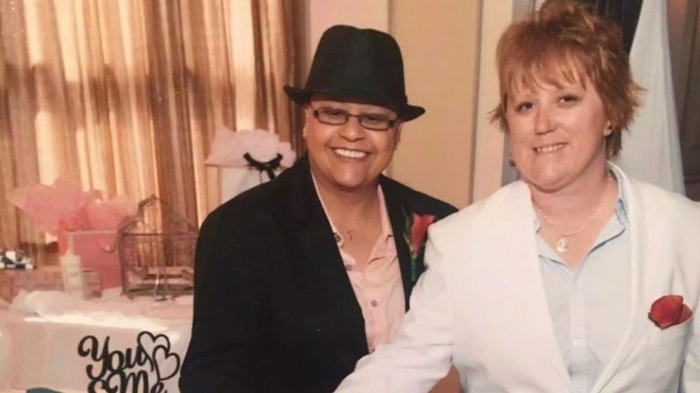 Vilma Rosario, left, and her wife, Michelle, at their wedding in 2016.