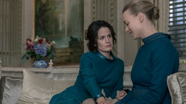 Olivia (Elizabeth Reaser) and Serena (Yvonne Strahovski) in "The Handmaid's Tale." 