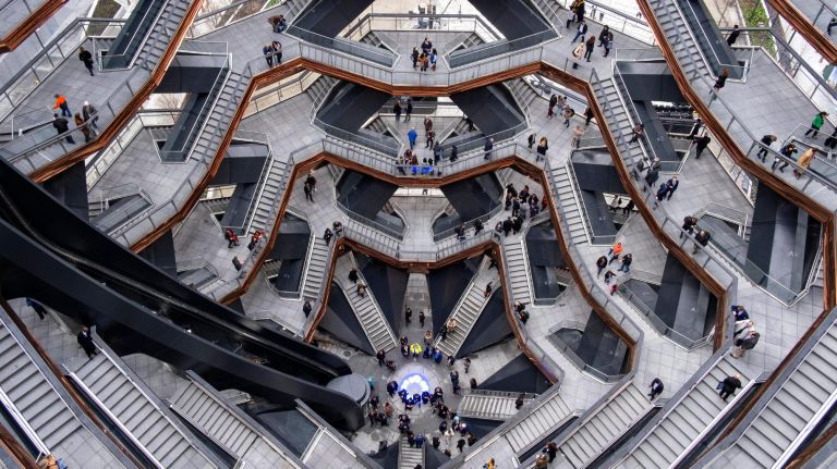 What to do at Hudson Yards: Climb The Vessel, The Shops, the Shed and more 7 A view looking down inside The Vessel, the public centerpiece of Hudson Yards.