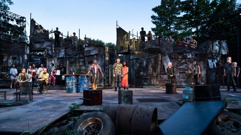 'Coriolanus' stars on Shakespeare in the Park, NYC's heat wave and scene-stealing raccoons 4 Dan Sullivan's interpretation of "Coriolanus" is set in a dystopian future, ravaged by climate change.