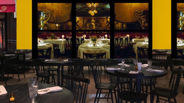 Brooklyn Museum's restaurant pays homage to world-famous Maxim's de Paris 3 The Norm has been transformed with a coat of fresh burgundy paint on its ceiling and artwork depicting the Art Nouveau found at Maxim's de Paris.