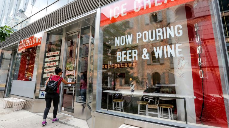 The exterior of OddFellows Ice Cream, in DUMBO, one of the company's four locations in New York City.