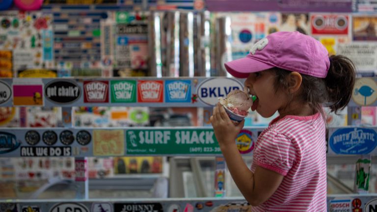 Max & Mina's Ice Cream serves sweet treats in a vibrant Flushing venue 2 Nearby residents Diana Khanimov and her daughter Eliana, 4, enjoy a cup of s'mores and unicorn ice cream from Max and Mina's Ice Cream shop on July 9, 2019.