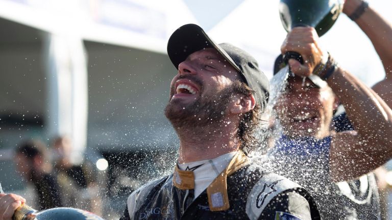 Jean-&Eacute;ric Vergne celebrates his Championship win on July 15, 2018, in Red Hook.&nbsp;