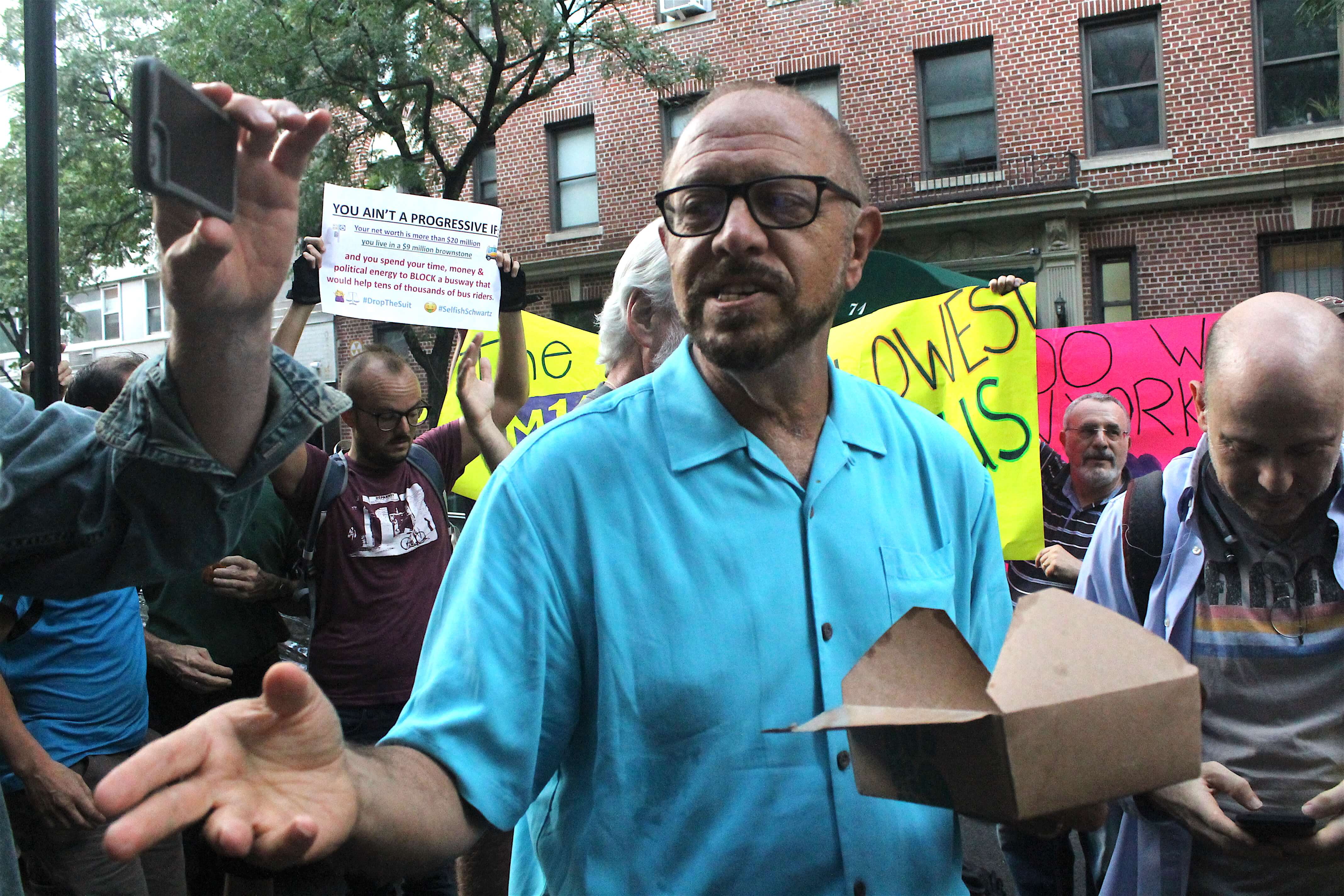 TransAlt protests outside 14th St. busway foe's home 2