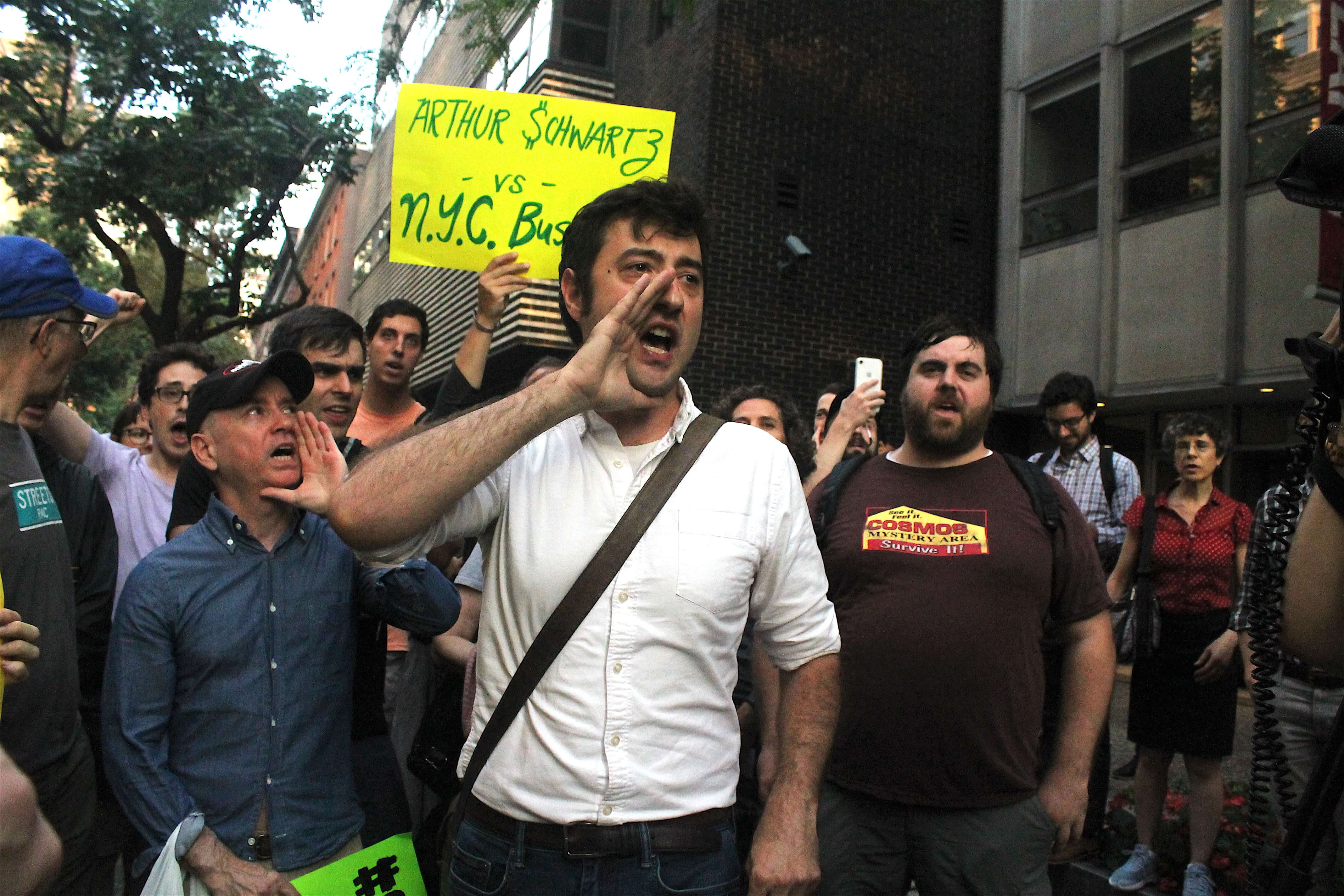 TransAlt protests outside 14th St. busway foe's home 4