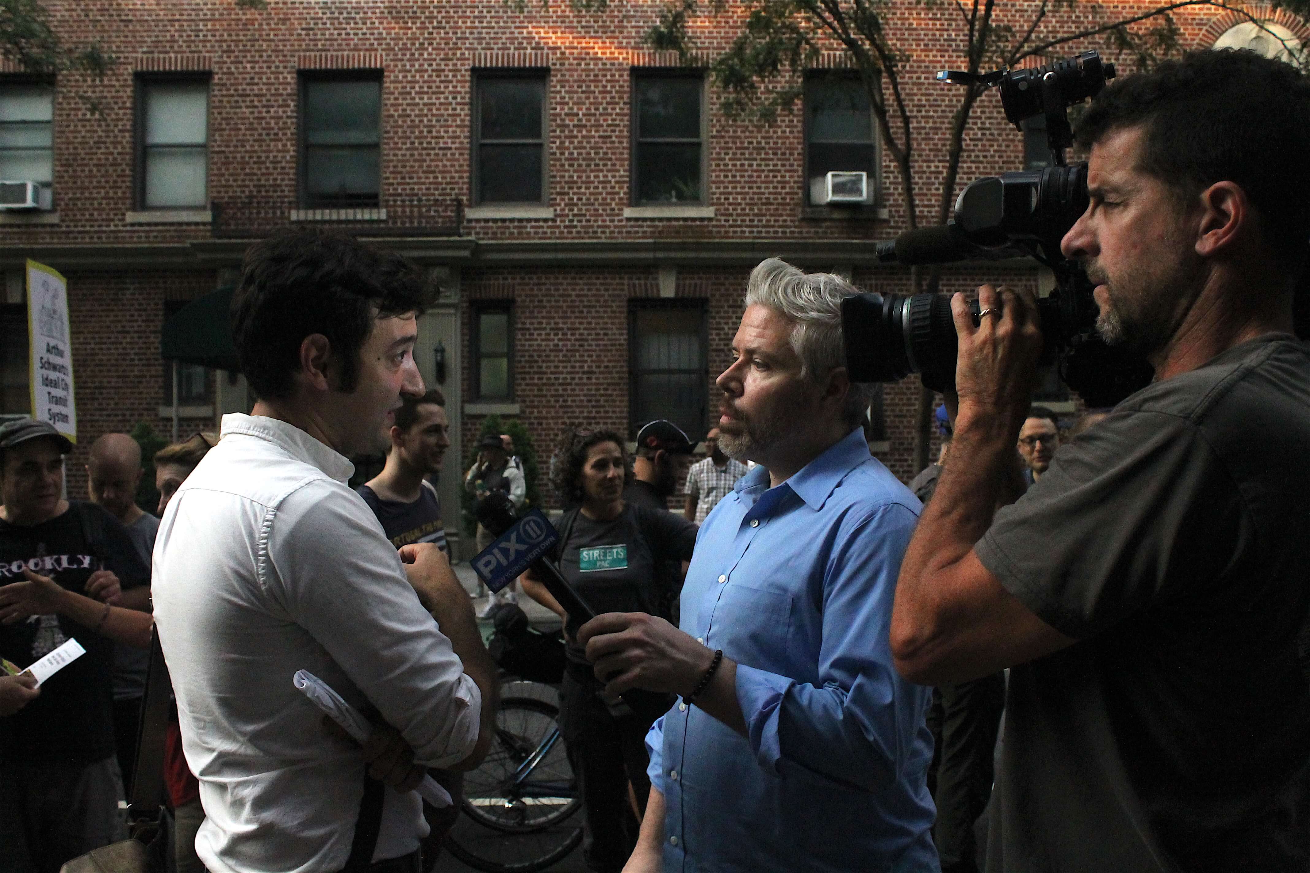 TransAlt protests outside 14th St. busway foe's home 3
