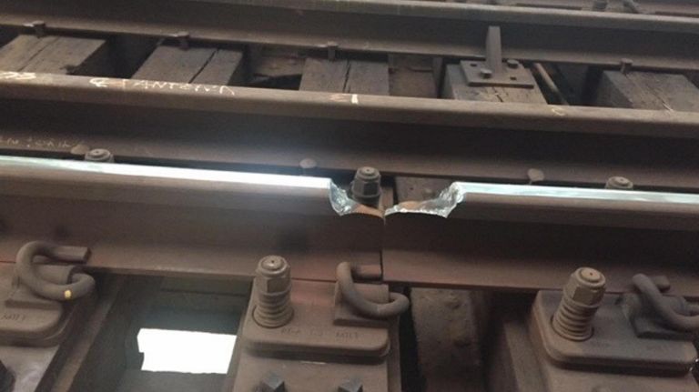 Trifecta of subway issues leads to 150-some train delays across 5 lines Monday morning 3 This broken rail on the 7 line near Queensboro Plaza station crippled service Monday from about 6:50 a.m. to 9 a.m.