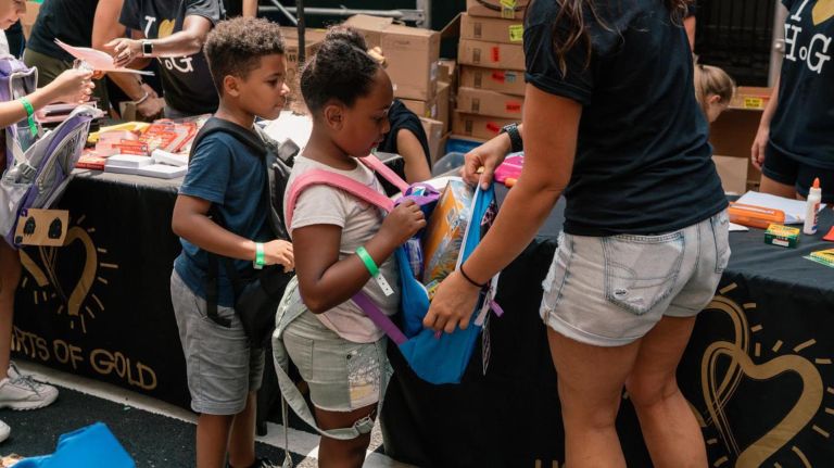 Homeless student leaves new backpack for person sleeping on midtown sidewalk 4 Hearts of Gold gave more than 400 children new backpacks full of school supplies on Aug. 17.