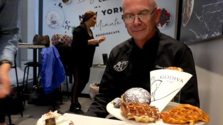 Godiva Café brings Belgian chocolate heat and more NYC restaurant openings 3 Executive chef chocolatier Thierry Muret explains the menu at the first Godiva Café on Lexington Avenue in Manhattan.