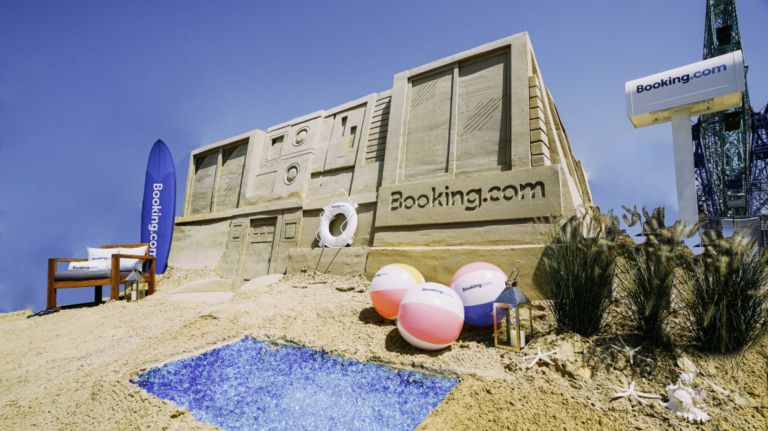 Booking.com built a large sandcastle on Coney Island Beach and is renting it out to guests this weekend.