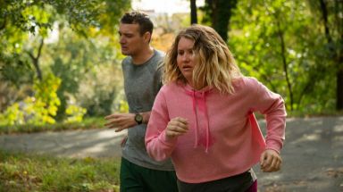 Jillian Bell, right, with Micah Stock in "Brittany Runs a Marathon."