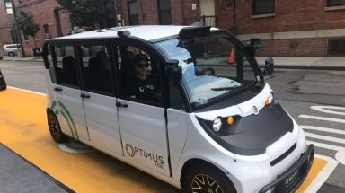 Autonomous cars debut for the public in the Brooklyn Navy Yard. Your columnist takes a journey to the future.