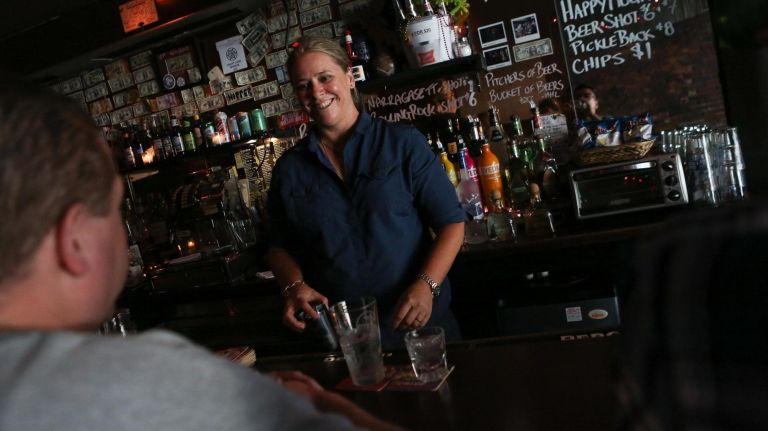 Nicki Humphrey, who owns 40 Knots,&nbsp;says that the pool table "is a big&nbsp;part of my bar."