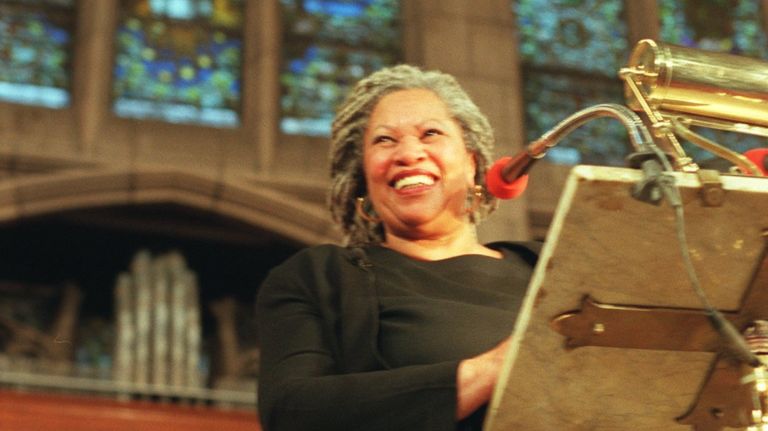 Morrison speaks at Abyssinian&nbsp;Baptist Church in Harlem on Jan. 11, 1998.