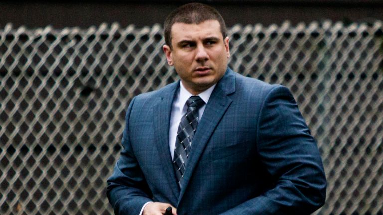 Officer in Eric Garner's death should be fired, NYPD judge says 2 NYPD Officer Daniel Pantaleo leaves his Staten Island home in May. An NYPD judge on Friday recommended that he be fired for his role in Eric Garner's death.