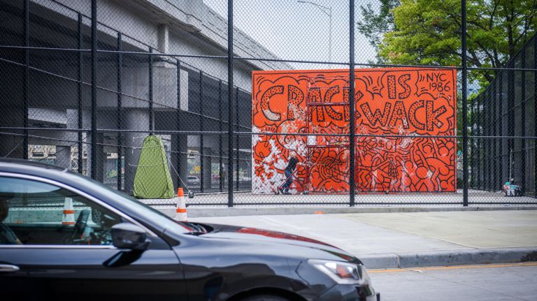 'Crack is Wack' mural by Keith Haring finally getting face-lift 2 The 16-foot-tall, 26-foot-wide mural had been covered for years during nearby road construction.