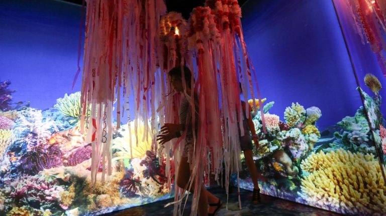 Sustainable art exhibit Arcadia Earth reflects on humanity's ecological footprint 3 "Jellyfish" are made out of plastic bags from major retailers.