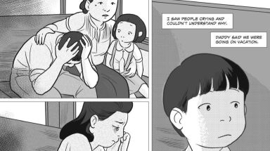A page drawn by Harmony Becker for the graphic novel "They Called Us Enemy" about the life of George Takei.
