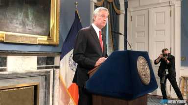 Mayor Bill de Blasio speaks after judge recommends firing cop in Eric Garner death