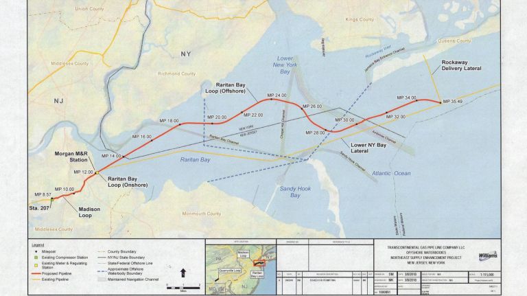 Williams is seeking state approval for a new offshore pipeline, which would run through the New York Harbor.