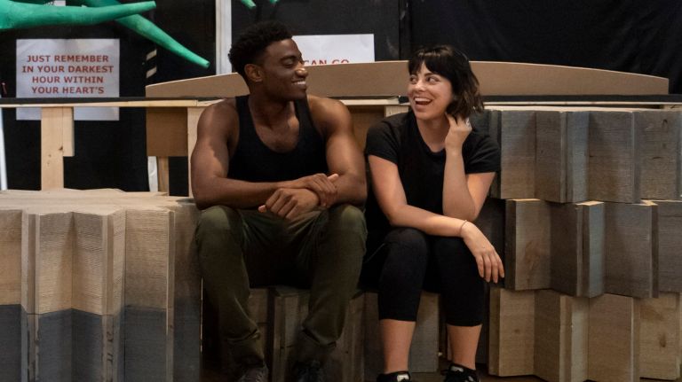 How 'Hercules' choreographer Chase Brock hones the dance skills of 200 NY performers 3 Jelani Alladin, left, and Krysta Rodriguez in rehearsal for "Hercules."