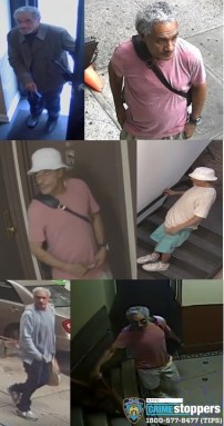 Police released these images of the alleged robber of an apartment at Bleecker and Thompson Sts Courtesy NYPD