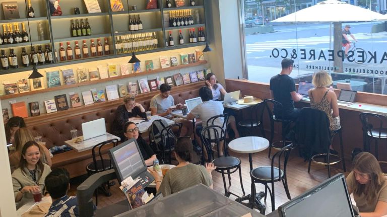 From cafe to bar: NYC coffee shops get a new buzz with cocktail service 5 Shakespeare & Co. is a bookstore/cafe with locations on the Upper East Side and Upper West Side, which added beer and wine to its menus this spring.