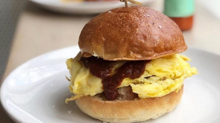 An egg and cheese option at Egg Shop employs&nbsp;spicy maple sausage&nbsp;from Brooklyn butcher The Meat Hook.