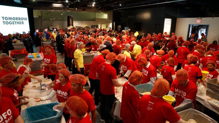 Aboard the Intrepid, 9/11 Day volunteers pack 1.1 million meals for the needy 4 Some 100,000 of the packages will be sent to victims of Hurricane Dorian in the Bahamas.