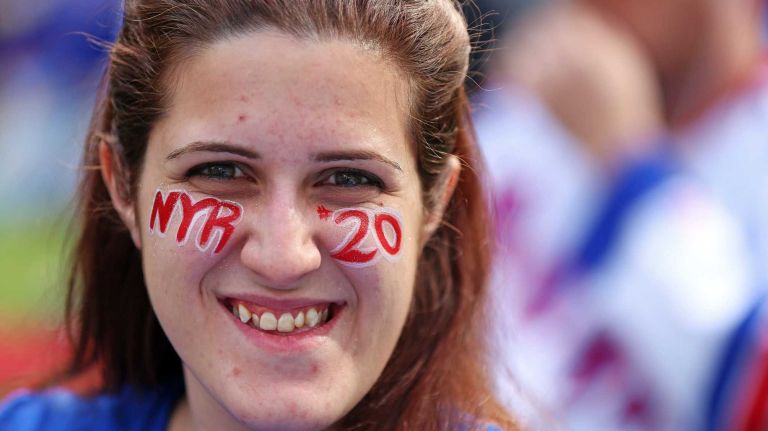 Rangers viewing party in Bryant Park 7 Michelle Cosentino of Selden enjoys the free Rangers' outdoor viewing party in Bryant Park in Manhattan on Wednesday, May 20, 2015.