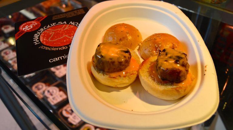 Now that youve stimulated your appetite, its time for some meat. Head to the Meating Point by Raza Nostra (No. 67) for a taste of their high quality veal, pork or lamb. You can buy raw meat and patties to take home for later, or choose the type of burger you want them to cook up in front of you. They even have a selection of 12 gourmet sauces to put on top of the burger when it's finished. Because the goal is to try and fit as much as you can in one day, I tried getting the two mini burgers for 4 euros. This will let you taste their high quality meat and two gourmet sauces, but still leave you primed to eat from other stands.