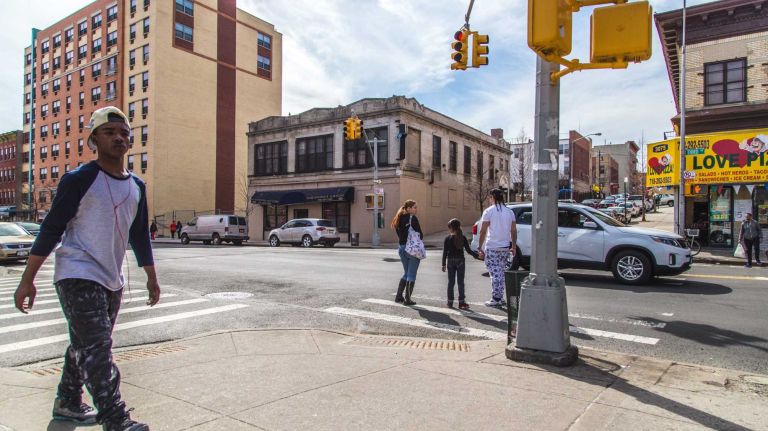Pedestrians along 3rd Ave. the Melrose neighborhood in the Bronx on April 15, 2015. 