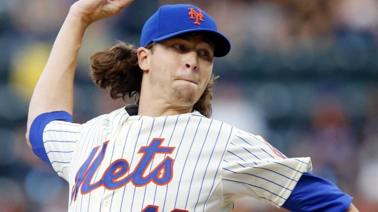 Jacob deGrom of the Mets pitches against the San Francisco Giants at Citi Field on Saturday, Aug. 2, 2014.