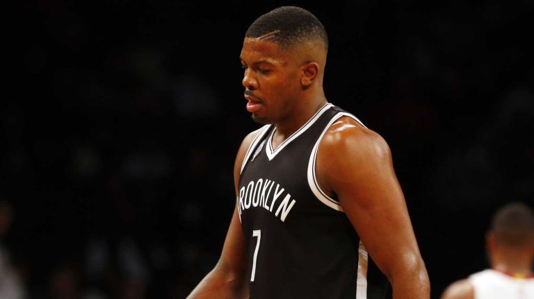 Joe Johnson 21 Joe Johnson #7 of the Brooklyn Nets walks to the bench in the first half against the Miami Heat at Barclays Center on Tuesday, Dec. 16, 2014.