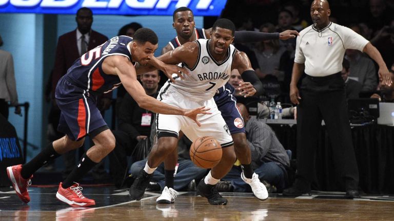 Joe Johnson 31 Atlanta Hawks guard Thabo Sefolosha steals the ball from Brooklyn Nets forward Joe Johnson in the first half of an NBA game at Barclays Center on Friday, Dec. 5, 2014.