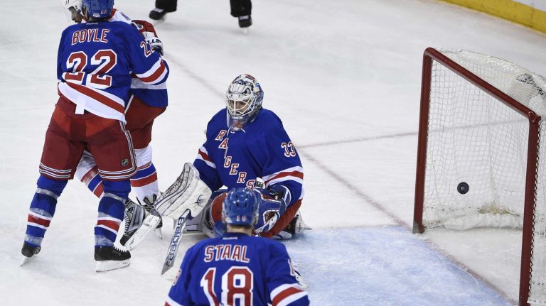 Rangers vs. Capitals 33 Washington Capitals left wing Alex Ovechkin (not pictured) scores a power-play goal past New York Rangers goalie Cam Talbot in the second period of an NHL hockey game at Madison Square Garden on Sunday, March 29, 2015.