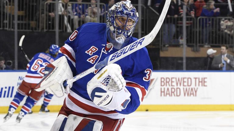Rangers vs. Capitals 41 New York Rangers goalie Henrik Lundqvist warms up on the ice before the start of the NHL hockey game between the New York Rangers and the Washington Capitals at Madison Square Garden on Sunday, March 29, 2015.