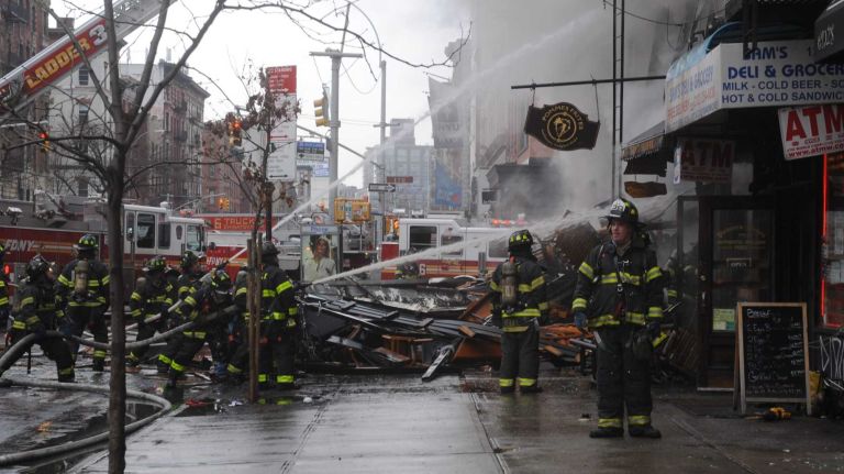 East Village building explosion: Photos 20 The scene of a building fire at East Seventh Street and Second Avenue in Manhattan on Thursday, March 26, 2015.