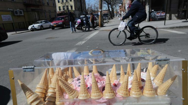 Equadorian Espumillas, in a cart at the corner of Hart St. and Irving Ave. in Bushwick.