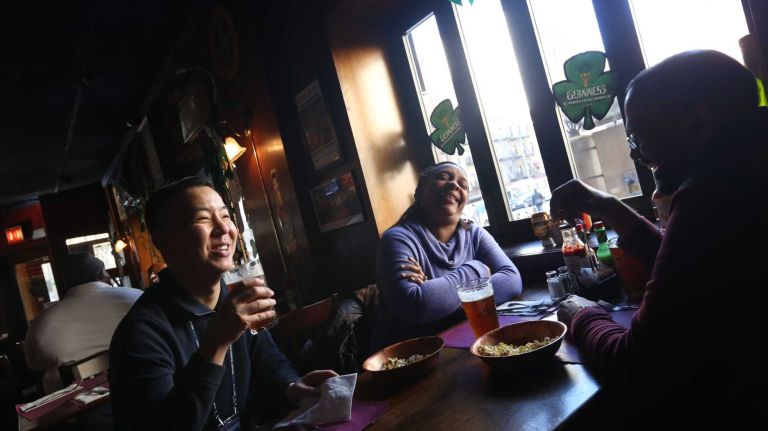 Kips Bay photos 28 Stanley Chan, left, Stephanie Fortune, and Ahmed Mohammed, at The Waterfront Ale House at 540 Second Ave. in Kips Bay, Friday, March 6, 2015.