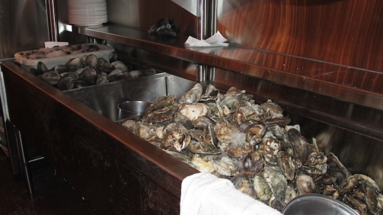 Oysters on ice before the Grand Central Oyster Bar's re-opening on March 13, 2014.