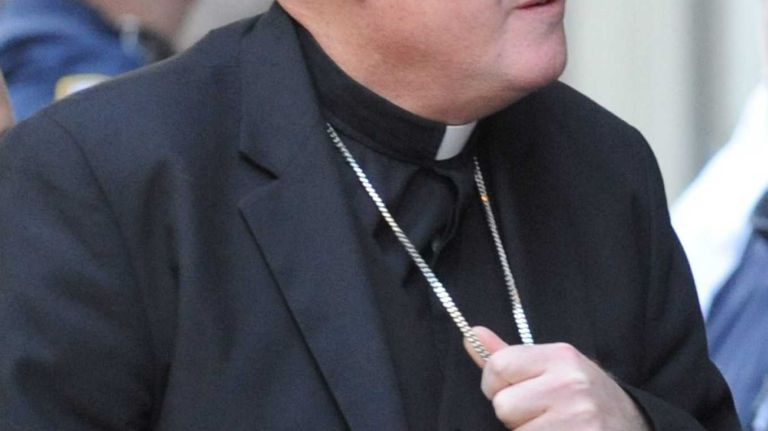 Cardinal Timothy Dolan arrives for the wake for former Gov. Mario Cuomo at the Frank E. Campbell Funeral home in Manhattan on Jan. 5, 2015.