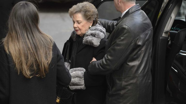 Matilda Cuomo, center, arrives at Frank E. Campbell Funeral Chapel for the wake for her husband, former Gov. Mario Cuomo, in Manhattan on Monday, Jan. 5, 2015. Cuomo, who served three terms as New York State governor, died at home Thursday from heart failure at 82 while surrounded by family. The death occurred on the same day Andrew Cuomo was sworn into office for his second term as governor.