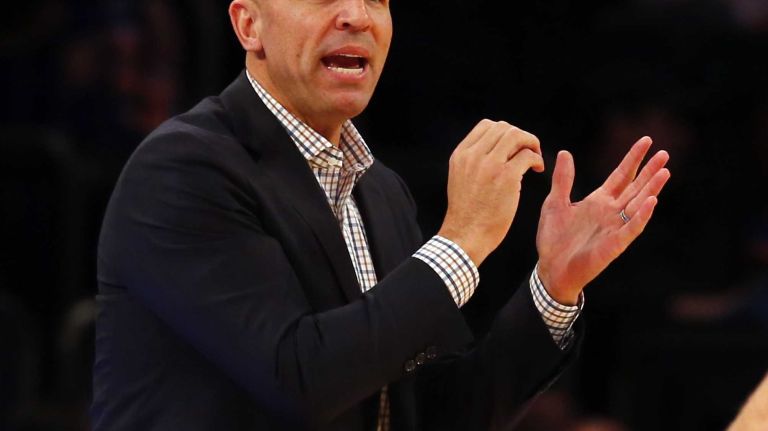 Jason Kidd of the Milwaukee Bucks reacts during a game against the New York Knicks at Madison Square Garden on Sunday, Jan. 4, 2015 in New York City.