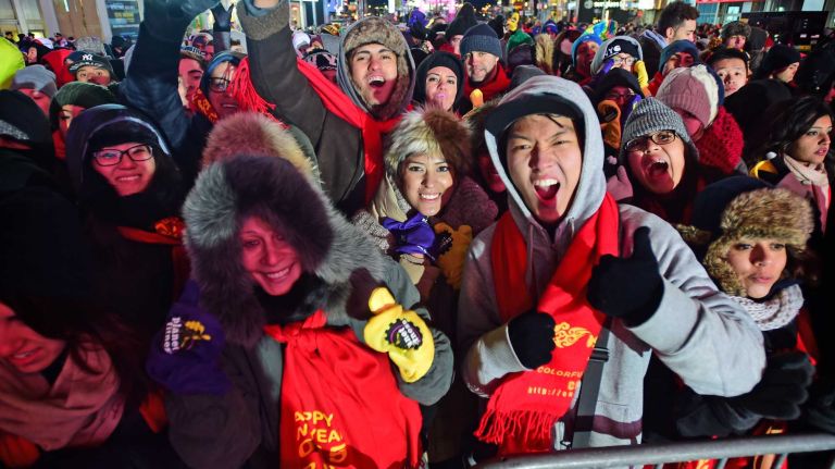 Revelers celebrate New Year's Eve in Times Square on Dec. 31, 2014.