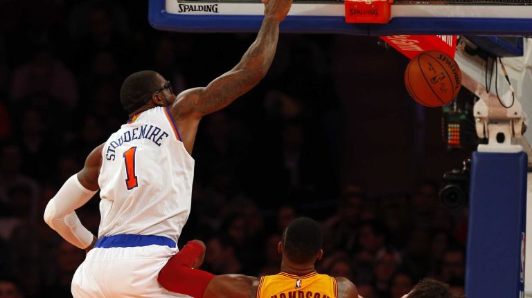 Amar'e Stoudemire of the New York Knicks dunks the ball in the second half against the Cleveland Cavaliers at Madison Square Garden on Thursday, Dec. 4, 2014.