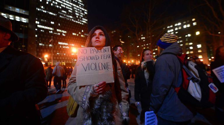 Protestors against the grand jury decision on the Eric Garner case gathered Thursday Dec 4, 2014 at Foley Square.